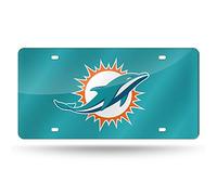 Rico Industries NFL Miami Dolphins Laser incrusté métal Taglaser incrustations de Plaque d'immatriculation en métal Tag de Plaque d'immatriculation, Bleu Sarcelle, 15,2 x 30,5 cm