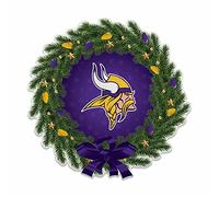 Rico Industries NFL Minnesota Vikings Fanions de Noël en forme de couronne en feutre doux à suspendre pour la maison et le salon