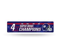 Rico Industries NFL New York Giants - 4 panneaux de rue en plastique Champ - Décoration d'intérieur - Panneau mural