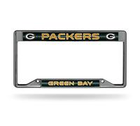 Rico Industries NFL Packers de Green Bay Bling Chrome Cadre de Plaque d'immatriculation avec Paillettes Accent