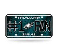 Rico Industries NFL Philadelphia Eagles #1 Fan Metal License Plate Tag, 6 x 11.5