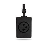 Rico Industries NFL Pittsburgh Steelers Black Laser Engraved Ultra Suede Luggage Tag - Includes ID Card, 2.75 * 3.5 inches, Black