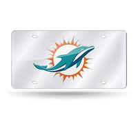 Rico Industries NFL Plaque d'immatriculation en métal incrusté au Laser Argenté, Laser Inlaid Metal License Plate Tag, Silver, Couleur de l'équipe., 6 x 12-inches