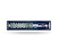 Rico Industries NFL Seattle Seahawks Plaque de rue en métal (10,2 x 38,1 cm) - Idéal pour la maison, le bureau, la chambre à coucher et la grotte - Fabriqué en argent