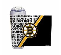 Rico Industries NHL Hockey Boston Bruins Gobelet en acrylique avec couvercle à charnière, gobelet à double paroi sous licence officielle avec paille 710 ml