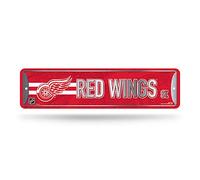 Rico Industries NHL Hockey Detroit Red Wings Metal Street Sign 4" x 15" Home Décor - Bedroom - Office - Man Cave,Silver