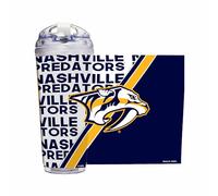 Rico Industries NHL Hockey Nashville Predators Gobelet en acrylique avec couvercle à charnière, double paroi sous licence officielle avec paille 700 ml