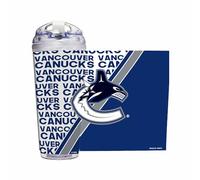 Rico Industries NHL Hockey Vancouver Canucks Gobelet en acrylique avec couvercle à charnière, double paroi sous licence officielle avec paille 710 ml