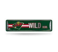 Rico Industries NHL Minnesota Wild Home Decor Plaque de rue en métal (10,2 x 38,1 cm) - Idéal pour la maison, le bureau, la chambre à coucher et la grotte - Fabriqué