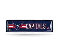 Rico Industries NHL Washington Capitals Plaque de rue en métal (10,2 x 38,1 cm) - Idéal pour la maison, le bureau, la chambre à coucher et la grotte - Fabriqué