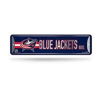 Rico Industries Plaque de rue en métal Columbus Blue Jackets de la NHL (10,2 x 38,1 cm) - Idéal pour la maison, le bureau, la chambre à coucher et la grotte - Fabriqué