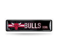 Rico Industries Plaque de rue en métal NBA Chicago Bulls (10,2 x 38,1 cm) - Idéale pour la maison, la chambre, la cave de l'homme