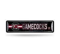 Rico Industries Plaque de rue en métal NCAA South Carolina Gamecocks (10,2 x 38,1 cm) - Idéale pour la maison, le bureau, la chambre à coucher et la cave - Fabriquée