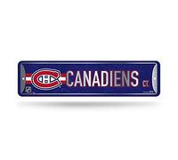 Rico Industries Plaque de rue en métal NHL Montréal Canadiens (10,2 x 38,1 cm) - Idéale pour la maison, le bureau, la chambre à coucher et la cave - Fabriquée