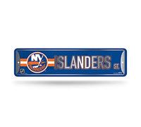 Rico Industries Plaque de rue en métal NHL New York Islanders (10,2 x 38,1 cm) - Idéale pour la maison, la chambre, la cave d'un homme