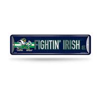 Rico Industries Plaque de rue en métal « Notre Dame Fighting Irish Home Decor » (10,2 x 38,1 cm) - Idéale pour la maison, le bureau, la chambre à coucher et la cave de l'homme - Fabriquée