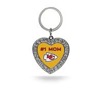 Rico Industries Porte-clés NFL Kansas City Chiefs Bling #1 MOM en forme de cœur avec strass