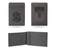 Rico Industries Portefeuille NHL Seattle Kraken gris avec poche avant gravée au laser - Compact/confortable/fin