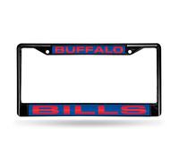 Rico NFL Adulte NFL incrusté de découpe Laser Standard Chrome Cadre de Plaque d'immatriculation, Mixte Adulte, Laser Cut Inlaid Standard Chrome License Plate Frame, Noir, 6" x 12.25"