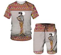 RICOCHO Ensemble Short Ankara Africain pour Hommes, Hauts et Shorts Dashiki à Manches Courtes, Tenues d'été pour Hommes, Ensembles de Costumes Ethniques Tribaux