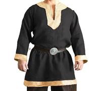 RICOCHO Robe Longue Tunique médiévale de Chevalier Masculin, Chemise Viking à Manches Longues pour Hommes, Costume de larps de la Renaissance sans Ceinture