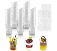 Ricofot Verrines, 50 Pièces Verrine Plastique Aperitif, Réutilisable Verrine, 75 ml Verrines Plastique, Biseau Verre en Plastique Convient pour les Mousses Puddings Yaourts Desserts