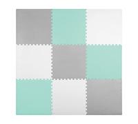 Ricokids Tapis d'éveil pour bébé puzzle en mousse antidérapant pour enfants 9 pièces 180 x 180 x 1 cm Gris Blanc Vert