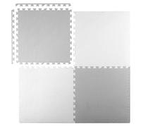 Ricokids Tapis d'éveil pour bébé - Tapis puzzle - Tapis de jeu en mousse antidérapant pour enfants - 4 pièces - 120 x 120 x 1 cm - Gris et blanc