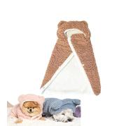 RICOKJRDE Couverture Cape pour Animaux De Compagnie, Couverture Cape pour Chien, Manteau d'hiver pour Chien avec Chapeau, Couverture De Couchage Chaude pour Chats (S,Brown)