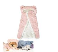 RICOKJRDE Couverture Cape pour Animaux De Compagnie, Manteau d'hiver pour Chien avec Chapeau, Couverture De Couchage Chaude pour Chats (M,Pink)