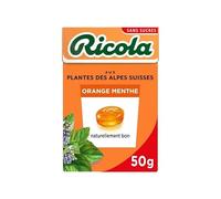 RICOLA - Orange Menthe Sans Sucres Boite 50G - Lot De 4