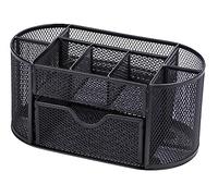 RICOO B002-B - Organisateur en Maille Métallique avec Tiroir, Rangement de Fournitures pour Maison et Travail, Accessoire Compact et Pratique - Noir - 22 x 11 x 10,5 cm