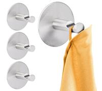 RICOO Crochet Adhésif Mural en Acier Inoxydable, Lot de 4, MH016-4 Crochet Autocollant Moderne pour Salle de Bain et Cuisine, Patere porte manteau,Crocher adhesif pour mur Ø 5x3,8 cm