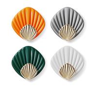 RICOO Crochet Adhésif Mural en forme de coquillage, HP004-M Crochet Autocollant Moderne pour Salle de Bain et Cuisine, Patere porte manteau, Crocher adhesif pour mur, Lot de 4, Multicolore
