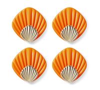RICOO Crochet Adhésif Mural en forme de coquillage, HP004-O Crochet Autocollant Moderne pour Salle de Bain et Cuisine, Patere porte manteau, Crocher adhesif pour mur, Lot de 4, Orange