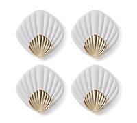 RICOO Crochet Adhésif Mural en forme de coquillage, HP004-W Crochet Autocollant Moderne pour Salle de Bain et Cuisine, Patere porte manteau, Crocher adhesif pour mur, Lot de 4, Blanc