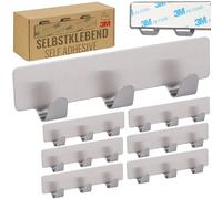 RICOO Crochet Adhesif Mural, MH020-7, Barre à Crochets avec 3 Crochets pour Cuisine et Salle de Bain, Crochet porte manteau, Patère murale, Montage sans Percage, Lot de 7, Acier Inoxydable, Argent