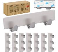 RICOO Crochet Adhesif Mural, MH020-8, Barre à Crochets avec 3 Crochets pour Cuisine et Salle de Bain, Crochet porte manteau, Patère murale, Montage sans Percage, Lot de 8, Acier Inoxydable, Argent