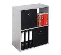 RICOO Étagère de Rangement 71 x 60 x 31 cm WM111-PL Table de Chevet Meuble Chaussures Organisateur Compartiments Ouvert Bois Couleur Gris
