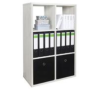 RICOO Étagère Rangement 107 x 73 x 33 cm WM079-EP Meuble bibliotheque Chêne Clair 6 Cases