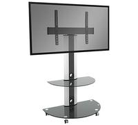 RICOO FS0502 Support TV sur roulettes 30 32 40 42 43 48 50 55 Pouces VESA 200x200 à VESA 400x400 600x400 Mobile Orientable Universel Meuble TV avec Étagère Noir