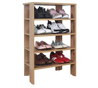 RICOO Schuhregal Schmal und Hoch 88x60x32cm Standregal Pressholz Eiche Braun WM040-EW, Schuhständer mit 4 Ebenen, Schuhschrank Offen, Schuhablagen Flur Shoe Rack, Schuhablage Klein, Schuhregale