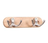 RICOO Patère Murale Bois MH012 - Design Moderne - Pour Entrée, 2 Crochets en Acier Inoxydable, Chambre, Salle de Bain