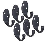 RICOO Patère Murale MH014-B6 - Lot de 6 Crochets de Manteau en Zink, Design Moderne - Porte-Manteau Mural pour Salle de Bain, Cuisine, Entrée - Économie d'Espace, Noir