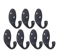 RICOO Patère Murale MH014-B7 - Lot de 7 Crochets de Manteau en Zink, Design Moderne - Porte-Manteau Mural pour Salle de Bain, Cuisine, Entrée - Économie d'Espace, Noir