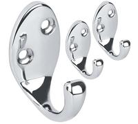 RICOO Patère Murale MH014-S3 - Lot de 3 Crochets de Manteau en Zink, Design Moderne - Porte-Manteau Mural pour Salle de Bain, Cuisine, Entrée - Économie d'Espace, Argenté