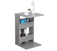 RICOO Petite Table d'appoint 35 x 60 x 40 cm WM042-PL Table de canapé Forme de C Gris