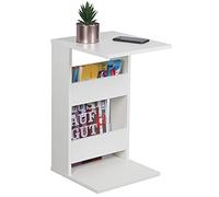 RICOO Petite Table d'appoint 35 x 60 x 40 cm WM042-WM Table de canapé Forme de C Blanc