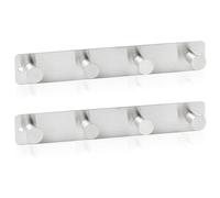 RICOO Porte Manteau Mural en Acier Inoxydable, Design Élégant MH025S-4x2, Patère Murale Robuste avec 4 Crochets pour Entrée, Salle de Bain, Cuisine, Argenté, Durable et Résistant