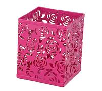 RICOO Pot à Crayon B003-F - Organisateur de Bureau en Métal, Porte-Stylo Design pour École ou Bureau, Accessoire de Rangement de Bureau, Couleur Fuchsia